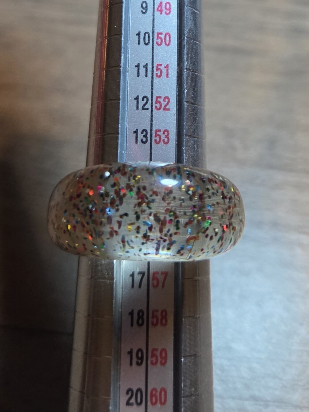 Clear Resin Glitter Dome Ring - Multicolor Sparkle Size 7